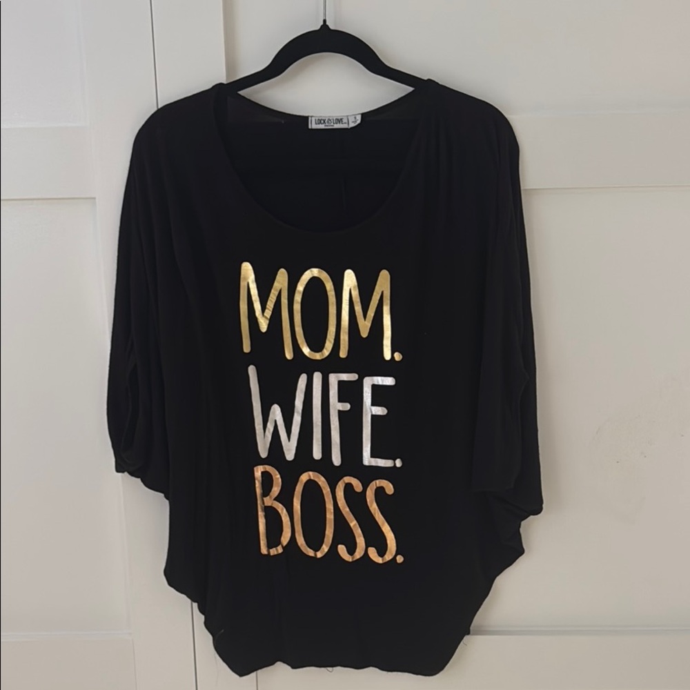 Black 'Mom Wife Boss' Top